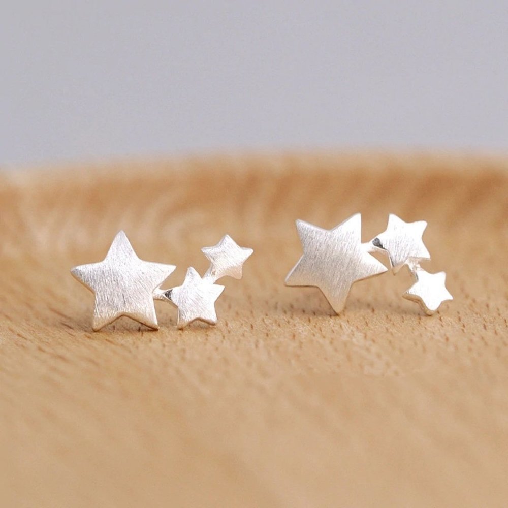 NEW 925 Sterling Silver Star Stud Earrings